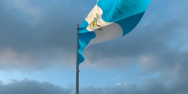 3D-tolkning av Guatemalas nationella flagga — Stockfoto