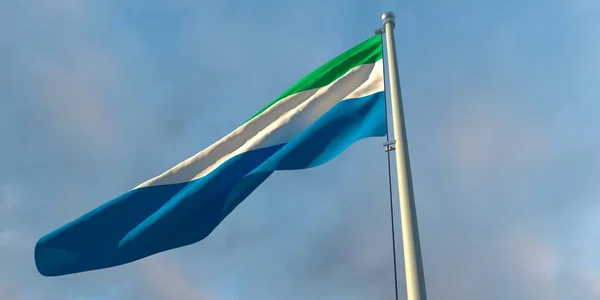 A Sierra Leone nemzeti lobogójának 3D-s bemutatása — Stock Fotó