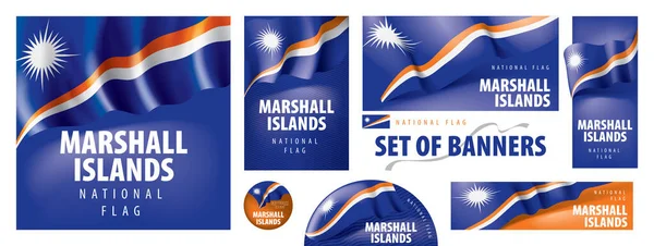 Conjunto de banderas vectoriales con la bandera nacional de las Islas Marshall — Vector de stock