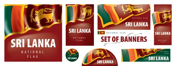 Conjunto de banderas vectoriales con la bandera nacional de Sri Lanka — Vector de stock