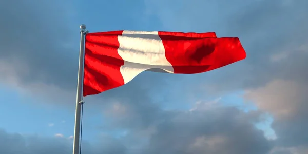 Renderização Bandeira Nacional Peru Noite Pôr Sol Contra Fundo Nuvens — Fotografia de Stock