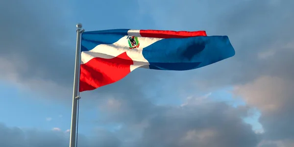 Representación Bandera Nacional República Dominicana Noche Atardecer Sobre Fondo Hermosas — Foto de Stock