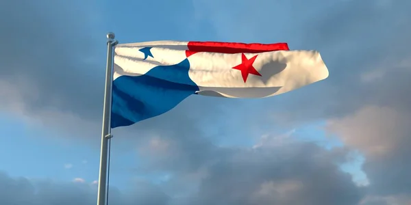 Representación Bandera Nacional Panamá Noche Atardecer Sobre Fondo Hermosas Nubes — Foto de Stock