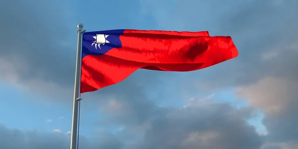 Rendering Det Nationale Flag Taiwan Aften Ved Solnedgang Baggrund Smukke - Stock-foto