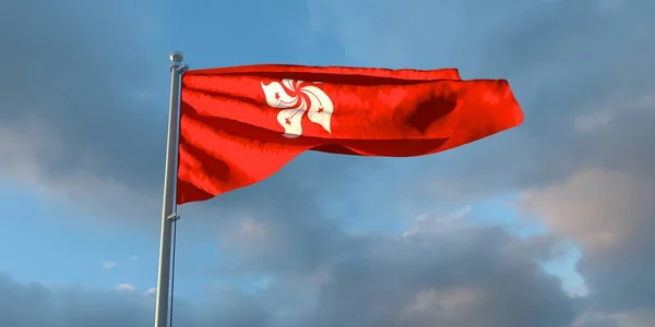 Representación Bandera Nacional Hong Kong Noche Atardecer Sobre Fondo Hermosas —  Fotos de Stock