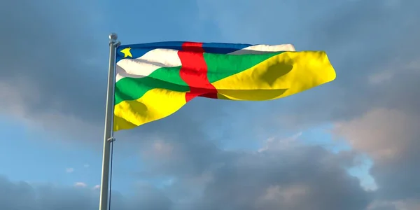 Renderelés Nemzeti Zászló Közép Afrikai Köztársaság Este Naplementekor Hátterében Gyönyörű — Stock Fotó