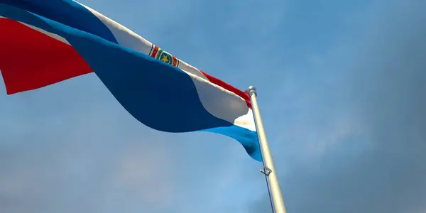 Renderização Bandeira Nacional Paraguai Noite Pôr Sol Contra Fundo Nuvens — Fotografia de Stock