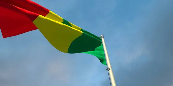 Renderização Bandeira Nacional Senegal Noite Pôr Sol Contra Fundo Nuvens — Fotografia de Stock