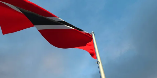 Återgivning Den Nationella Flaggan Trinidad Och Tobago Kvällen Vid Solnedgången — Stockfoto