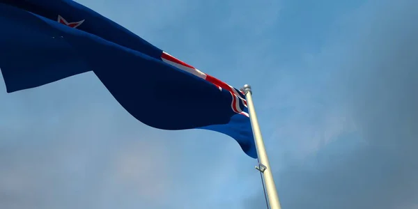 Representación Bandera Nacional Zelanda Noche Atardecer Sobre Fondo Hermosas Nubes — Foto de Stock