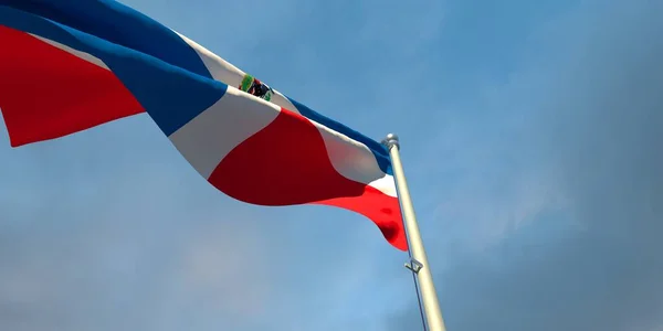 Renderowanie Flagi Narodowej Republiki Dominikańskiej Wieczorem Zachodzie Słońca Tle Pięknych — Zdjęcie stockowe