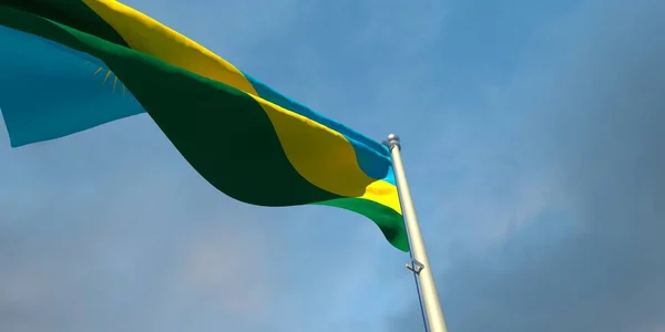 Rendering Della Bandiera Nazionale Del Ruanda Sera Tramonto Uno Sfondo — Foto Stock