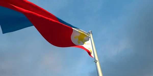 Renderização Bandeira Nacional Das Filipinas Noite Pôr Sol Contra Fundo — Fotografia de Stock