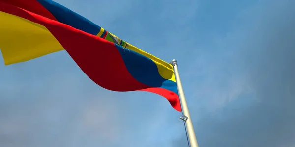 Representación Bandera Nacional Del Ecuador Noche Atardecer Sobre Fondo Hermosas —  Fotos de Stock