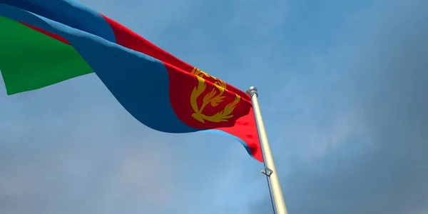 Representación Bandera Nacional Eritrea Noche Atardecer Sobre Fondo Hermosas Nubes — Foto de Stock