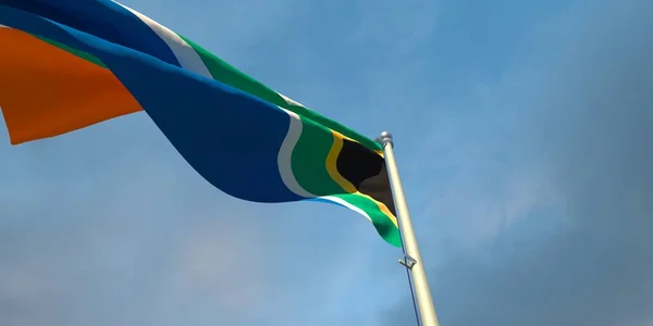 Rendering National Flag South Africa Evening Sunset Background Beautiful Clouds — Stock Photo, Image