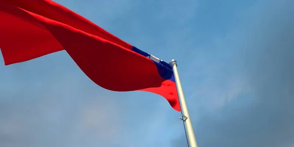 Darstellung Der Nationalflagge Taiwans Abend Bei Sonnenuntergang Vor Dem Hintergrund — Stockfoto