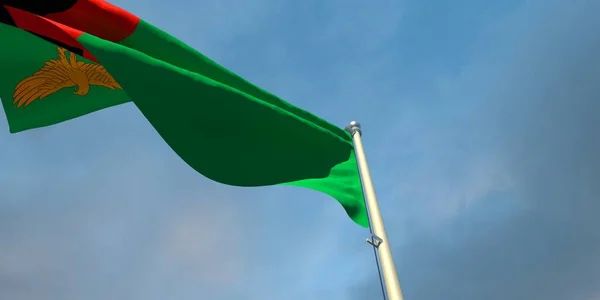 Representación Bandera Nacional Zambia Noche Atardecer Sobre Fondo Hermosas Nubes — Foto de Stock