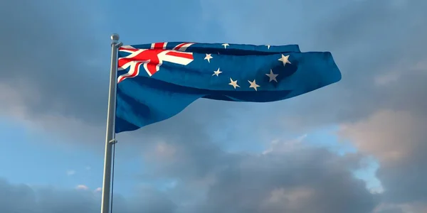 3d Utförande av Cooköarnas nationella flagga — Stockfoto