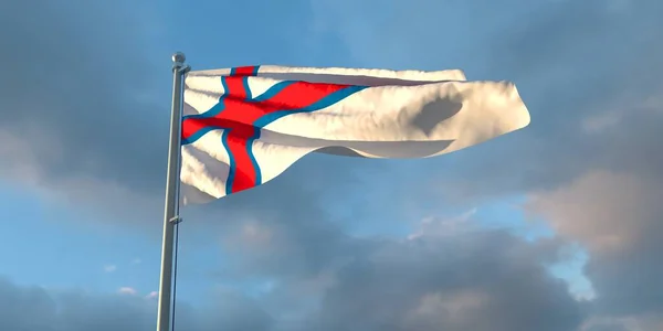 3d vyvěšení národní vlajky Faerských ostrovů — Stock fotografie