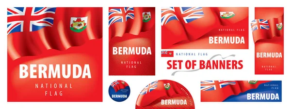 Vektorová sada praporů s národní vlajkou Bermudy — Stockový vektor