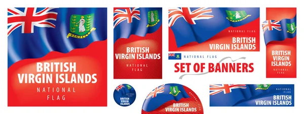 Vektor set banner dengan bendera nasional Kepulauan Virgin Inggris - Stok Vektor