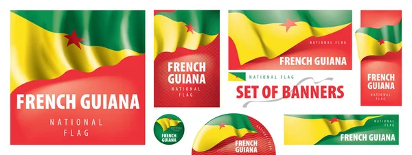 Conjunto de banderas vectoriales con la bandera nacional de la Guayana Francesa — Vector de stock