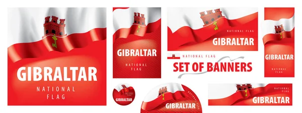 Conjunto de banderas vectoriales con la bandera nacional de Gibraltar — Vector de stock