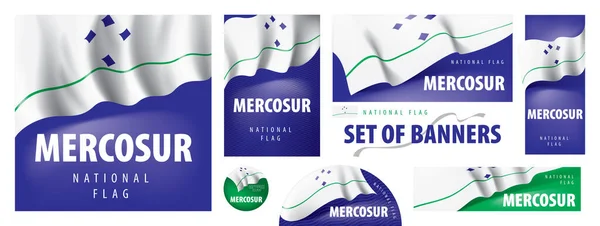 Vectorset spandoeken met de nationale vlag van de Mercosur — Stockvector