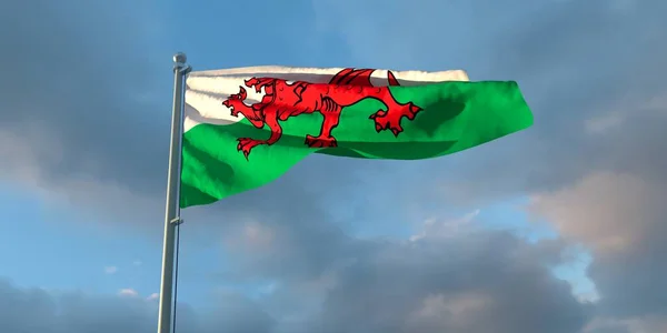 3d weergave van de nationale vlag van Wales — Stockfoto