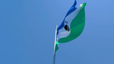 Lesotho 'nun ulusal bayrağı rüzgarda dalgalanıyor