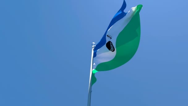 Národní vlajka Lesotha vlaje ve větru — Stock video