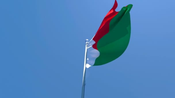 De nationale vlag van Madagaskar wappert in de wind — Stockvideo