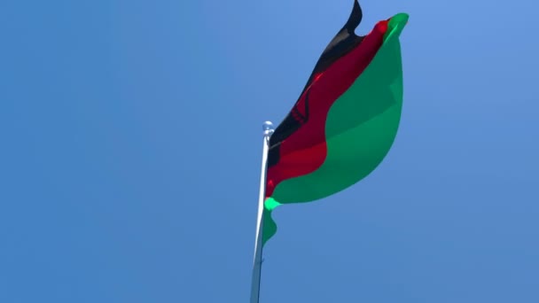 A bandeira nacional do Malawi flutters no vento — Vídeo de Stock