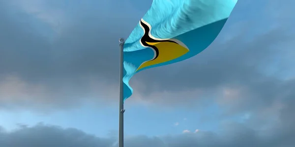 3d renderowanie flagi narodowej Saint Lucia — Zdjęcie stockowe
