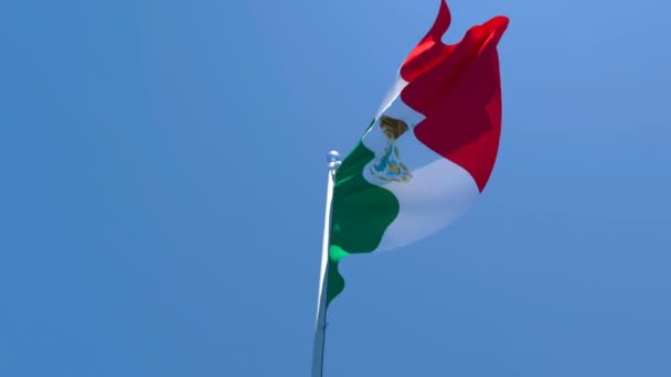 De nationale vlag van Mexico wappert in de wind — Stockvideo