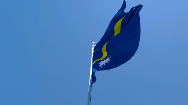 De nationale vlag van Nauru wappert in de wind — Stockvideo