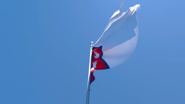 風になびくネパールの国旗 — ストック動画