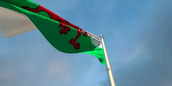 3d weergave van de nationale vlag van Wales — Stockfoto