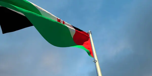 3D-tolkning av den västsahariska arabiska nationens flagga — Stockfoto