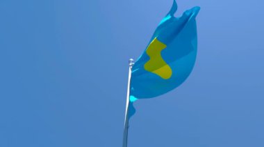 Palau 'nun ulusal bayrağı rüzgarda dalgalanıyor