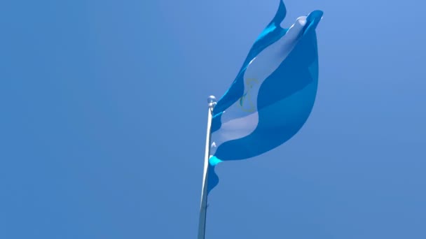 La bandera nacional de Nicaragua ondea al viento — Vídeos de Stock