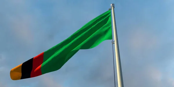 3d rendering of the national flag of the Zambia — Stock Photo, Image