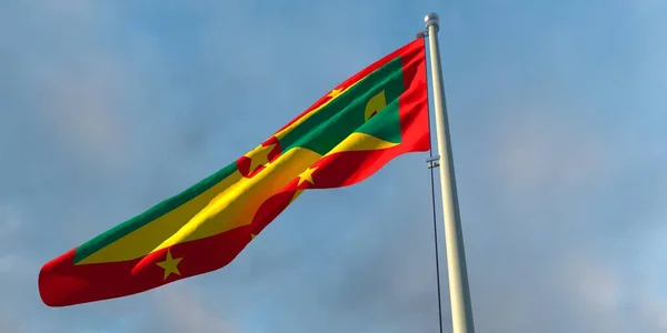 3d representación de la bandera nacional de Granada — Foto de Stock