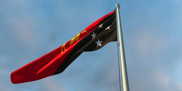 巴布亚新几内亚新几内亚国旗的三维绘制 — 图库照片