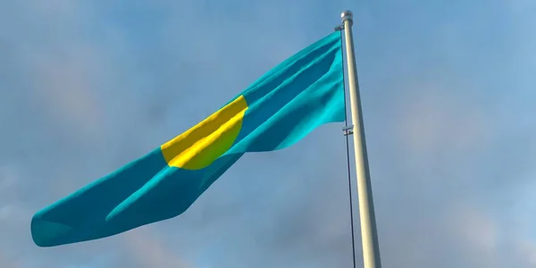 3d representación de la bandera nacional del Palau — Foto de Stock