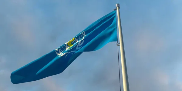3D-Darstellung der Nationalflagge der Weltgesundheitsorganisation WHO — Stockfoto
