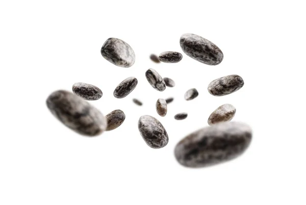 Chia zaden zweven op een witte achtergrond — Stockfoto