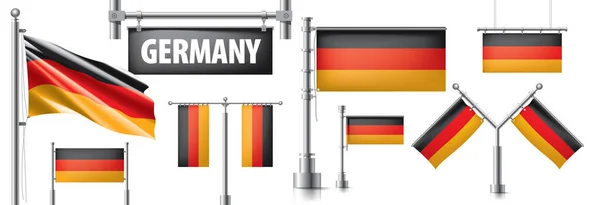 Conjunto vectorial de la bandera nacional de Alemania en varios diseños creativos — Vector de stock