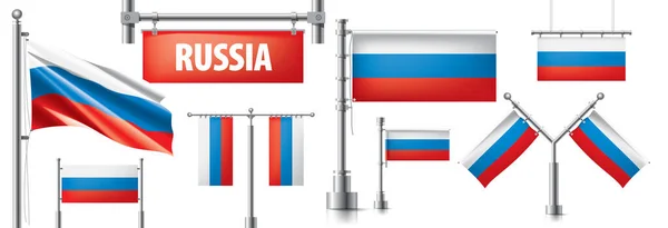 Vektor-Set der russischen Nationalflagge in verschiedenen kreativen Designs — Stockvektor